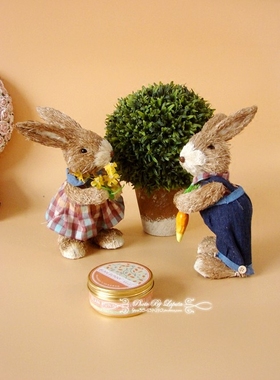 田园风森系格子情侣摆件结婚礼物