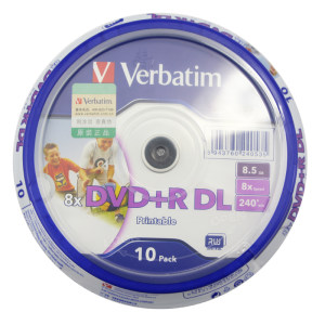 威宝 可打印DVD+R D9刻录光盘碟 DL大容量8.5G 8X10片装