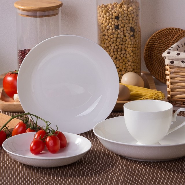 Pure white creative bone porcelain set round household dining tray