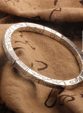 四方雕刻图腾吉祥平安纹饰手镯