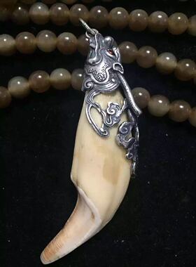 纯银狗牙包银套镶嵌定制吊坠不含牙防裂银饰正品爆款推荐