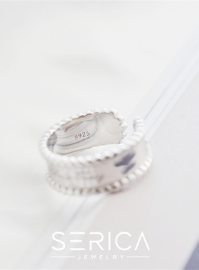 纯银宽面复古戒指