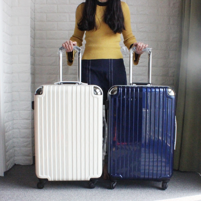 出口日本純PC拉桿箱萬向輪鋁框行李箱商務旅行箱登機箱密碼箱26寸