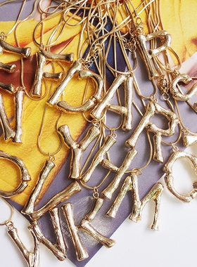 欧美夸张刘嘉玲同款金色字母项链