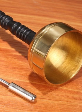 法器用品引磬铜罄自动伸缩引庆纯铜法会用具小号直柄引磬木柄大号