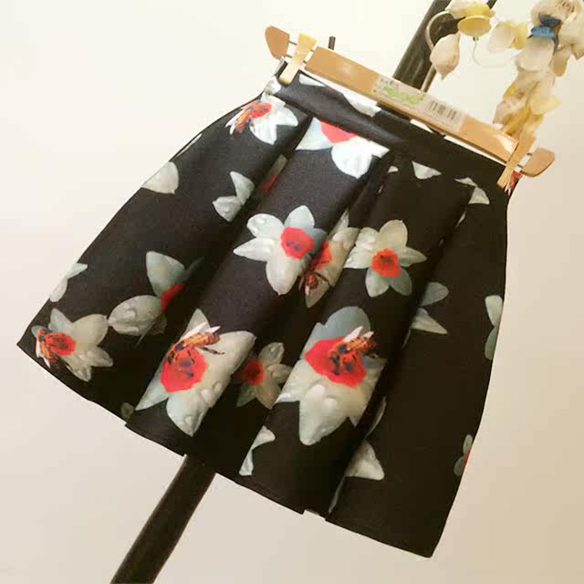 Spring and Autumn New Korean Style High Waisted Slim Printed Skirt