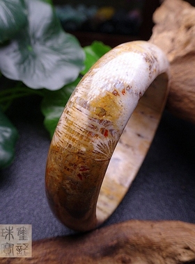 菊花石发晶加宽碧玺手镯