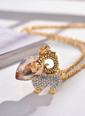 茗琳生肖羊水晶长款毛衣链包邮