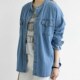 C27 Korean women's new 2026 simple pocket spring autumn summer women's long-sleeved denim style loose shirts sun protection inner wear