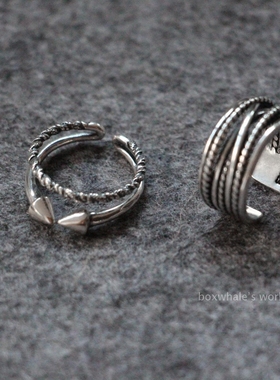 盒子里的鲸复古银双头铆钉中性