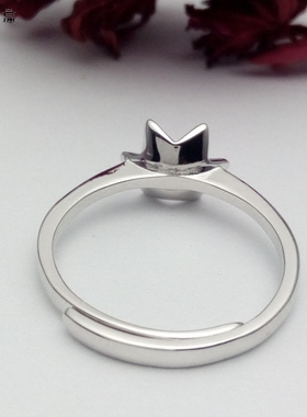 纯银开口蓝珀戒指空托