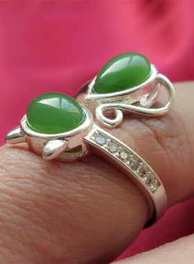 新疆925银女士玉指环