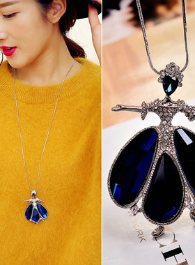 花朵流苏长款秋冬季装饰毛衣链