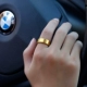 Wujin mạ vàng 18K nhẫn đơn ngón tay nhẫn nam và nữ Phiên bản Hàn Quốc cá tính của nữ trang vàng thủy tinh sáng bóng - Nhẫn Nhẫn