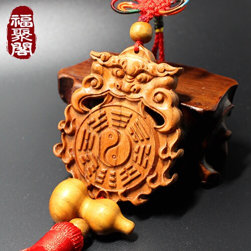 桃木兽头八卦镜虎头挂件葫芦化解卫生间厕所对大门对门卧室门厨房 - 图1