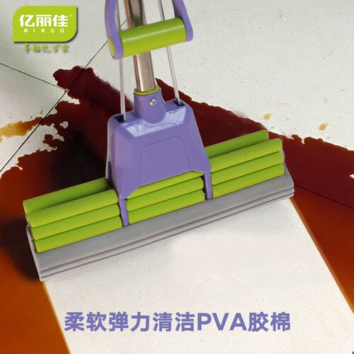 亿丽佳胶棉免洗拖把冼吸水海绵拖把懒人免手洗家用滚轮式挤水托把 - 图0
