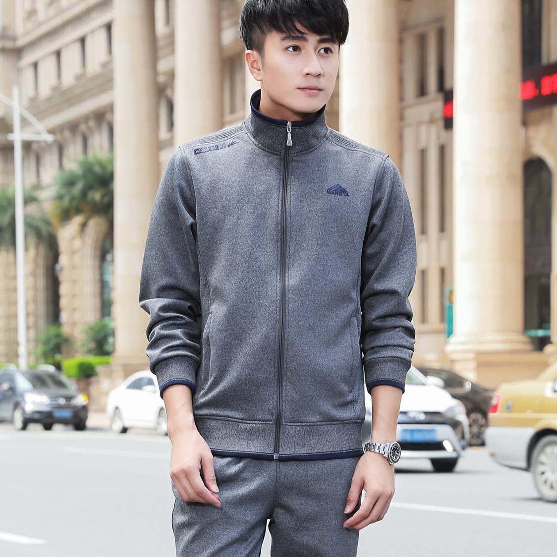 春季中老年运动套装男休闲运动装男春秋两件套运动服装男士运动服_虎窝淘