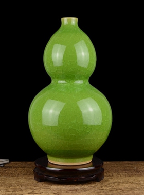 景德镇陶瓷器仿古绿色博古架水晶
