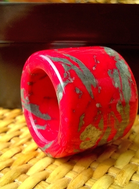 扳指鸡血石古玩男士礼物扳指男女