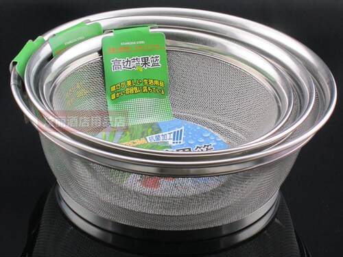 双灿加厚不锈钢丝网篮洗米篮高边蔬果篮洗菜篮淘米篮洗米筛沥水篮 - 图0