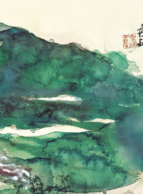张大千泼彩新中式风有框装饰画