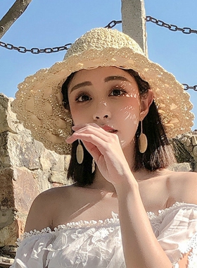 草帽小清新风海边防晒遮阳帽子
