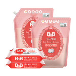 韩国进口B＆B/保宁婴儿BB洗衣液2.6L洗衣皂200g*2块宝宝用温和
