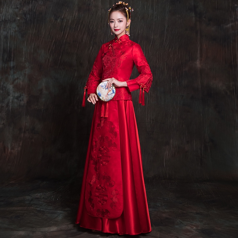 倾妍阁旗舰店秀禾服新款结婚嫁衣敬酒服女新娘婚服红色婚纱中式礼服出阁服0