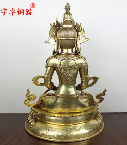 宇卓铜器 纯铜 佛像 黄铜长寿佛 工艺品桌面摆件 - 图3