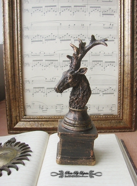 复古做旧铸铁树脂鹿角装饰摆件