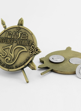 古铜色浮雕徽章定做松鼠纪念
