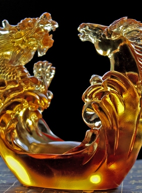 琉璃艺术品摆件送领导朋友生肖马