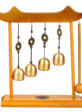 小铜锣道具摆件复古木架吊铜锣桌面摆件开道锣防汛预警锣锣鼓乐器