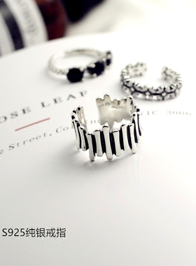 韩国纯银玛瑙宝石唯美风戒指包邮