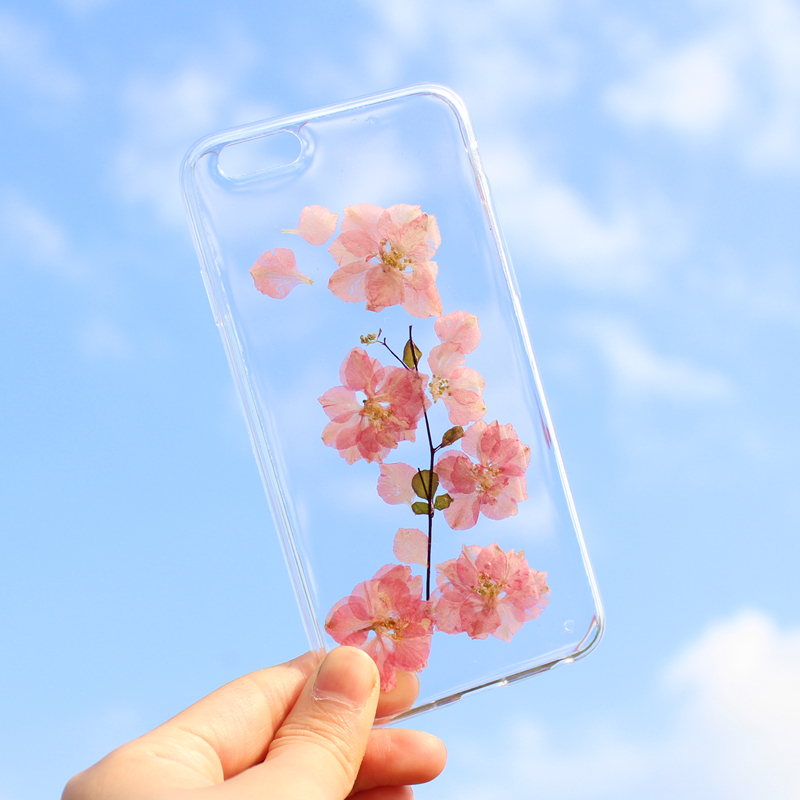 櫻花鮮花手機殼iphone8X/6splus蘋果7手機全包永生真花矽膠軟殼女