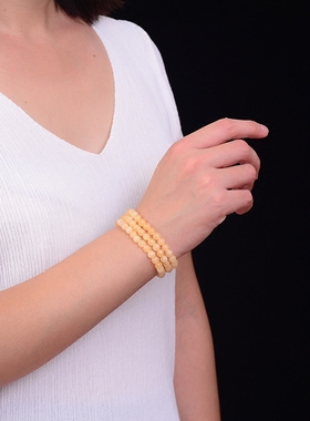 真品天然蜜蜡玉多圈全新佛珠手链