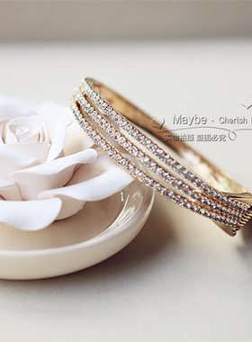 韩国饰品名媛风金属闪钻手镯