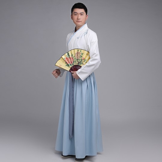 Ancient Chinese costume men's modified Ming Dynasty Hanfu cross-collar jacket skirt retro Chinese style Hanfu performance costume scholar Xiake Qiu