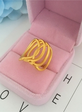 不掉色铜镀金饰品夸张开口戒指