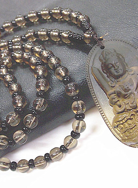 冰种黑曜石文殊菩萨生肖属兔吊坠