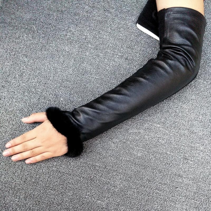 新品皮袖套秋冬季半指真羊皮手套女长款薄款加厚保暖假袖子手臂套,淘宝优惠券,粉丝福利购,淘宝优惠卷