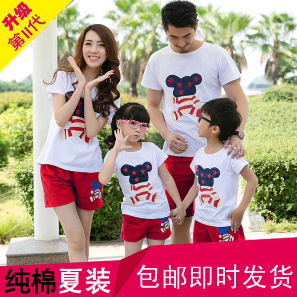 2019親子裝夏裝夏季母女母子短袖t恤一家三口大碼新款套裝全家裝