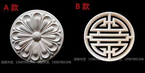 东阳木雕欧式实木贴花圆形木雕花木圆盘雕花门心装饰花片 - 图0