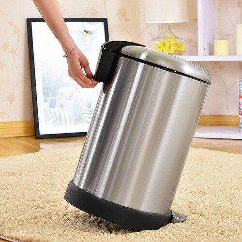 包邮特价不锈钢超静音脚踏大号5L12L20L30L厨房家用客厅垃圾桶 - 图1
