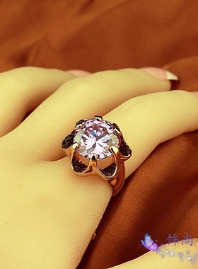 韩国夸张紫色水钻欧美风夜店戒指