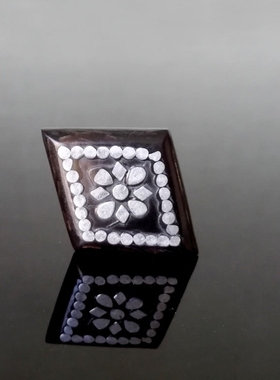 欧美风纯银印度大气菱形黑色戒指