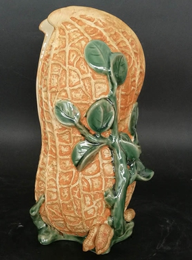 石湾公仔陶瓷延年益寿花插瓶摆件