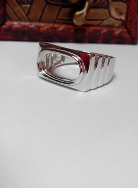 925银镀白金重叠活口戒指托