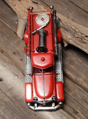 咖啡馆复古铁皮老爷车模型小摆件