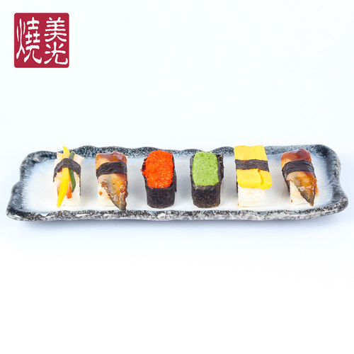 日式料理寿司手卷刺身盘子碟子陶瓷长条平盘烤鱼盘冷菜点心12寸 - 图0